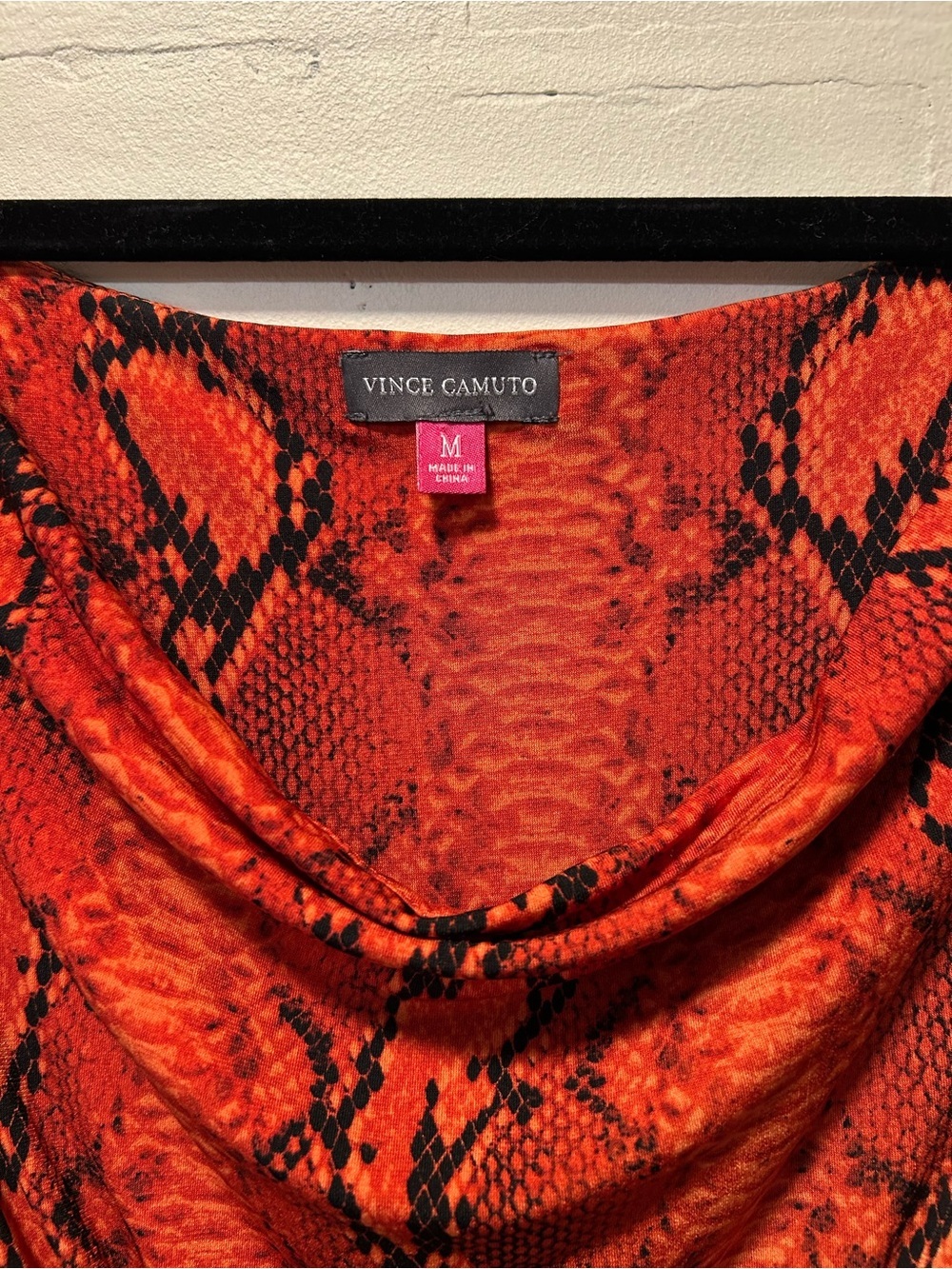 Vince Camuto Orange Snake Print Maxi Dress Cowl Neck Sleeveless Stretch Size M - Picture 2 of 8